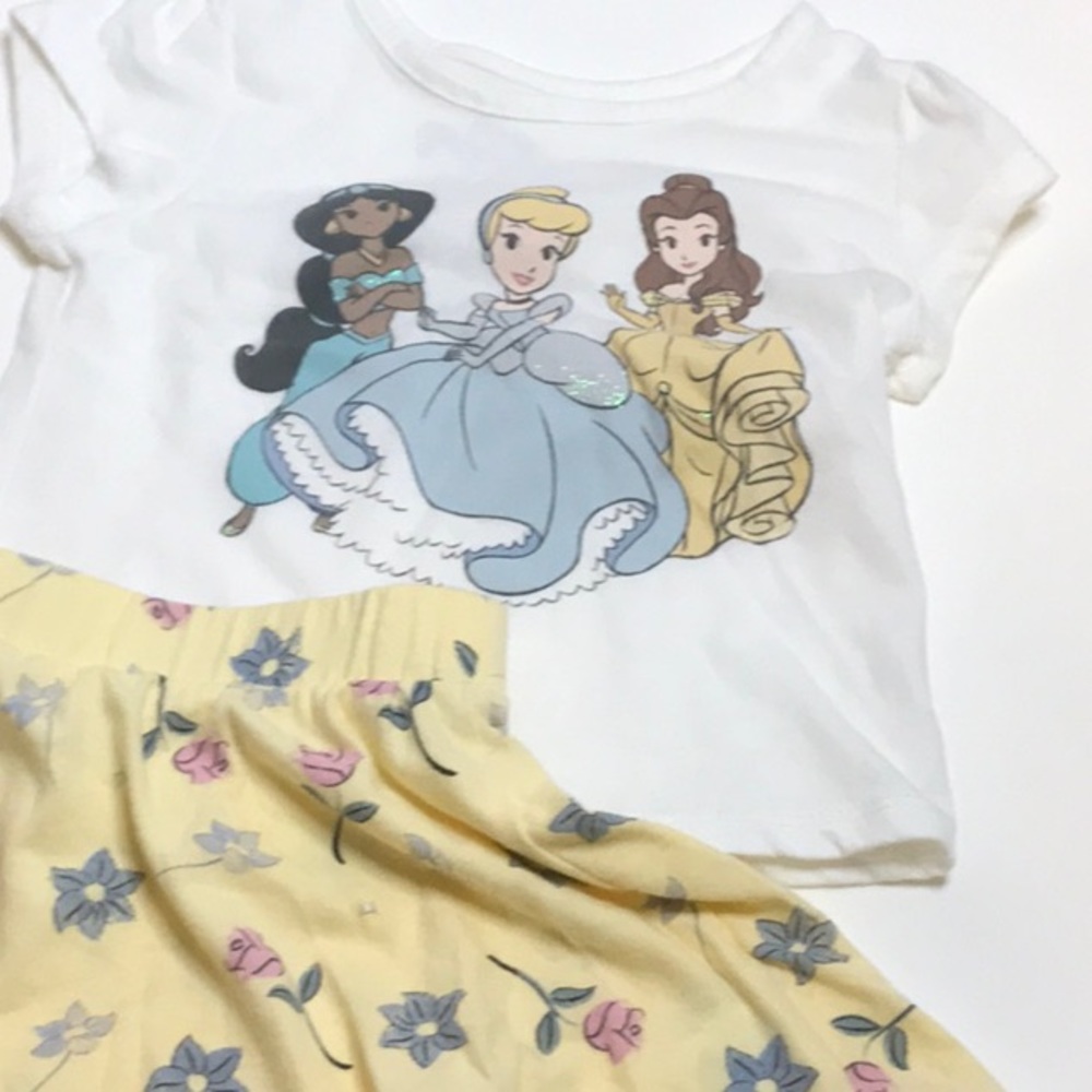 DISNEY PRINCESS TODDLER SIZE 3T MATCHING SET PRINCES TOP WITH FLORAL SKIRT